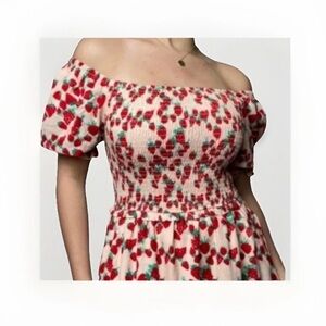 Betsey Johnson Red and Green Floral Maxi Dress